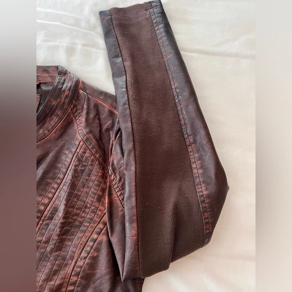 Women’s Maurices Brown Faux Leather Moto Jacket - Picture 3 of 9